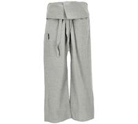GURU SHOP Pantaloni da pescatore tailandese in cotone solido, pantaloni fasciatoio, pantaloni da yoga, taglia unica, uomo/donna, blu, taglia: taglia unica, grigio pietra, Taglia unica