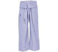 GURU SHOP Pantaloni da pescatore tailandese in cotone solido, 'taglia unica', uomo/donna, blu, 'taglia unica', blu fumé