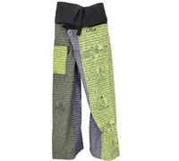 GURU SHOP Pantaloni da pescatore thai in cotone solido, patchwork, pantaloni da yoga, taglia unica, uomo/donna, multicolore, taglia: unica, Verde/multicolore, Taglia unica