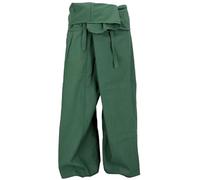 Guru-Shop, Pantaloni da Pescatore Thailandese in Cotone, Pantaloni Avvolgenti, Pantaloni da Yoga, M/L Oliva, Dimensione Indumenti:One Size, Pantaloni da Pescatore Pantaloni da Yoga