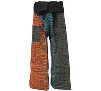 Guru-Shop, Pantaloni da Pescatore Thailandese in Cotone Resistente, Pantaloni Patchwork, Pantaloni da Yoga, Taglia Unica, Arancione/colorato, Dimensione Indumenti:One Size