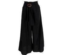 GURU SHOP Pantaloni estivi ariosi con fibbia in cocco, pantaloni palazzo, pantaloni larghi in cotone, da donna, Nero , 46