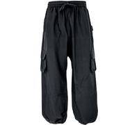 Guru-Shop, Pantaloni Goa, Pantaloni da Yoga da Uomo, Comodi Pantaloni Casual, Nero, Cotone, Dimensione Indumenti:S / M (50), Pantaloni
