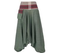 GURU-SHOP, Pantaloni Harem Tailandese con Cintura Intrecciata e Tasca con Frangia, Blu, Cotone, Dimensione Indumenti:38, Pluderhosen e Aladin