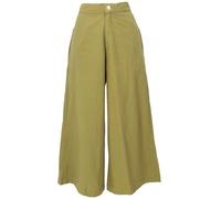 GURU SHOP Pantaloni in cotone a vita alta, comodi 7/8, da donna, in cotone, limone, 48