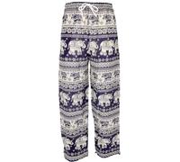 GURU SHOP Pantaloni leggeri da yoga Tai Chi, pantaloni estivi con stampa elefante, da uomo, sintetici, Blu scuro, 58