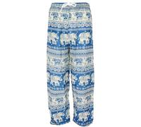 GURU SHOP Pantaloni leggeri da yoga Tai Chi, pantaloni estivi con stampa elefante, da uomo, sintetici, turchese, 58