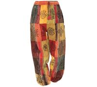 GURU SHOP Patchwork Stonewash Pantaloni da yoga Unisex Goa Cotone Pantaloni Uomo Cotone, Colore: arancione., 52