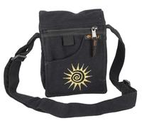 GURU SHOP Piccola borsa a tracolla, borsa passaporto, nero, unisex, per adulti, cotone, 20 x 16 x 8 cm, Nero , taglia unica
