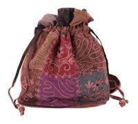 GURU SHOP Piccola borsa a tracolla ricamata, stile boho patchwork etnico | 100% cotone, unisex, fatto a mano, ecologico, con tasca interna, chiusura con lacci