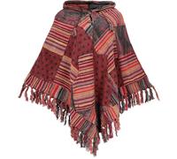 Guru-Shop, Poncho Andino con Cappuccio e Frange, Ethno Poncho, Nero, Cotone, Dimensione Indumenti:One Size, Giacche, Cardigan e Poncho