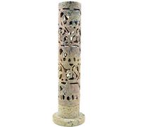 Guru-Shop Porta-incenso in Pietra Ollare - Torre Dell`incenso Elefante, Beige, 24x10x5 cm, Porta Incenso a Bastoncino