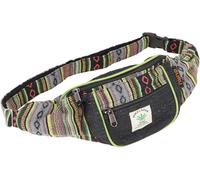 GURU SHOP Pratico marsupio in canapa, Crossbag, Ethno, borsa a tracolla - rosso/nero, unisex - adulto, 15 x 20 x 8 cm, nero/verde, taglia unica, casual