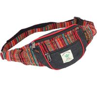 GURU SHOP Pratico marsupio in canapa, Crossbag, Ethno, borsa a tracolla - rosso/nero, unisex - adulto, 15 x 20 x 8 cm, rosso/nero, taglia unica, casual