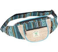 GURU SHOP Pratico marsupio in canapa, Crossbag, Ethno, borsa a tracolla - rosso/nero, unisex - adulto, 15 x 20 x 8 cm, naturale/blu turchese, taglia unica, casual