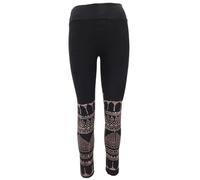 GURU SHOP Psytrance Goa Leggings da donna stampati Tribal Yoga - Nero