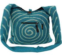 GURU SHOP Sadhu Bag mit Batik - Spirale; Große Boho Schultertasche, Schulterbeutel - Blau, Herren/Damen, Baumwolle, Size:One Size, 40x40x10 cm, Alternative Umhängetasche, Handtasche aus Stoff