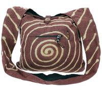 GURU SHOP Sadhu Bag mit Batik - Spirale; Große Boho Schultertasche, Schulterbeutel - Braun, Herren/Damen, Baumwolle, Size:One Size, 35x40x10 cm, Alternative Umhängetasche, Handtasche aus Stoff