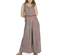 GURU SHOP Salopette estive, etnico, stile boho, oversize, con stampa a blocco, colore rosso ruggine, da donna, taglia: M