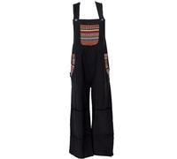 GURU SHOP Salopette larghe, stile etnico, boho, oversize, tuta da donna, Nero , 42