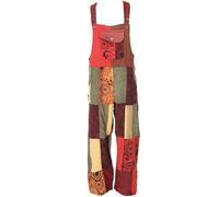 GURU SHOP Salopette patchwork in cotone, unisex, con gamba dritta, da donna, in cotone, Arancione/Rosso, 36