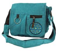 GURU SHOP Schultertasche, Hippie Tasche - Blau, Herren/Damen, Türkis, Baumwolle, Size:One Size, 25x25x7 cm, Alternative Umhängetasche, Handtasche aus Stoff