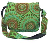 GURU SHOP Schultertasche, Hippie Tasche, Goa Tasche - Grün, Herren/Damen, Baumwolle, Size:One Size, 22x23x6 cm, Alternative Umhängetasche, Handtasche aus Stoff