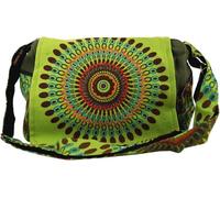 GURU SHOP Schultertasche, Hippie Tasche, Goa Tasche - Grün, Herren/Damen, Baumwolle, Size:One Size, 23x28x12 cm, Alternative Umhängetasche, Handtasche aus Stoff