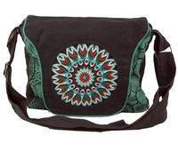 GURU SHOP Schultertasche, Hippie Tasche, Goa Tasche, Umhängetasche, Handtasche - Schwarz/blau, Herren/Damen, Baumwolle, Size:One Size, 22x28x6 cm, Alternative Umhängetasche, Handtasche aus Stoff