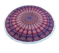 Guru-Shop Scialle Mandala Indiano Rotondo, Copriletto Boho, Coperta da Picnic, Coperta da Spiaggia, Tovaglia da Tavola Rotonda - Rosso/viola, Cotone, Mandala Copriletti Asciugamani da Parete