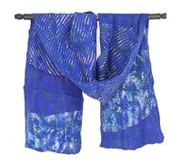 GURU SHOP Sciarpa in feltro in lana merino, feltro/sciarpa di seta, sciarpa feltro, nuno feltro, uomo/donna, 180 x 30 cm, Blu, 180*30 cm