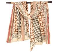 GURU SHOP Sciarpa pareo leggera Sarong, cotone stampato a mano, Lungi con bordo, uomo/donna, 190 x 120 cm, Senape/Beige, Taglia unica