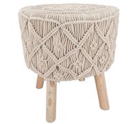 GURU SHOP Sgabello in macramè, naturale, modello 2, beige, 50 x 45 x 45 cm, mobili