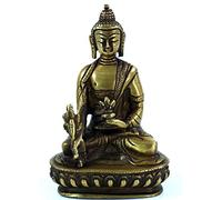 Guru-Shop Statua di Buddha in Ottone del Buddha Della Medicina, 14x9x6 cm, Statue di Rame Brass