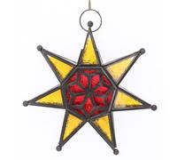 Guru-Shop Stella di Vetro Orientale di Design Marocchino, Lanterna di Vetro, Luce Lanterna - Modello 2, Multicolore, 30x30x5 cm, Portacandele Tealight Holder
