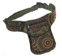 GURU SHOP Stoff Sidebag & Gürteltasche, Goa Gürteltasche - Olive, Herren/Damen, Grün, Baumwolle, Size:One Size, 27x20 cm, Festival- Bauchtasche Hippie