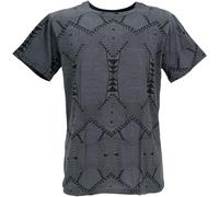 GURU SHOP T-shirt con stampa psicodelica Goa T-Shirt Uomo Cotone Stampato T-shirt Abbigliamento Alternativo, grigio., S