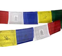 GURU SHOP Tibetische Gebetsfahne in Verschiedenen Längen - 25 Wimpel/Viskose, Länge: 10 m Lang (Wimpel 35x35 Cm), Gebetsfahnen