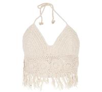 GURU SHOP Top da spiaggia Hippie Bra Flower Power, da donna, nero, cotone, taglia: 36, bianco naturale, 42