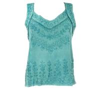 Guru-Shop, Top Hippie Indiano Ricamato, Camicetta Corta Boho-chic, Aqua, Sintetico, Dimensione Indumenti:40, Magliette top