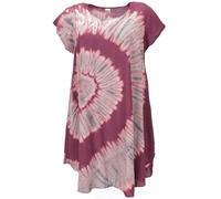 Guru-Shop, Tunica Batik, Abito Midi, Abito da Spiaggia, Abito Estivo a Maniche Corte per Donne Forti, Prugna, Dimensione Indumenti:42, Vestiti Corti