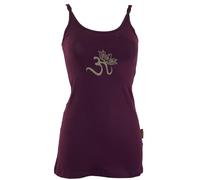 Guru-Shop, Yoga-Top Cotone Biologico OM, Prugna, Dimensione Indumenti:L (40), Magliette top
