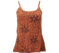 Guru-Shop, Yoga Top Flower, StoneewashTop, Goastyle Summer Top, Arancione Arrugginito, Cotone, Dimensione Indumenti:S/M (36), Magliette Top