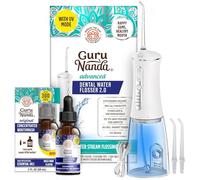 GuruNanda Advanced Water Flosser 2.0 con modalità UV e collutorio concentrato, alito fresco e rimozione accurata della placca per un sorriso più luminoso