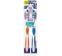 GuruNanda DentalGuru - Spazzolino da denti massaggiante per gengive con pulitore per lingua e guance, morbido, per adulti e bambini, multicolore, da viaggio (i colori possono variare), confezione da 2