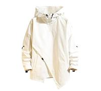 GURUNVANI Giacca a vento da uomo con cappuccio e cerniera, patchwork, Jk1617bianco, Small