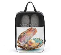 Guscio aperto Oyster con una borsa per scarpe con perle incandescenti, per viaggi e uso quotidiano, anti-polvere, custodia per scarpe da golf