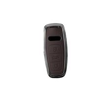 Guscio Chiave Copertura Cassa Chiave Dell'automobile In Pelle Metallica Per A3 A4 B9 A6 A7 4K A8 E-tron Q5 Q8 C8 D5 SQ8 Protetto Borsette Fob Portachiavi(Marrone)