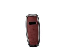Guscio Chiave Copertura Cassa Chiave Dell'automobile In Pelle Metallica Per A3 A4 B9 A6 A7 4K A8 E-tron Q5 Q8 C8 D5 SQ8 Protetto Borsette Fob Portachiavi(Red)