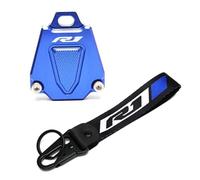 Guscio Chiave Moto Copri Chiave del Motociclo Gusc Per YA&MAHA YZFR6 YZFR3 YZFR1 YZF R6 R3 R1 Accessori Moto CNC Caso Della Copertura Chiave Borsette E Ricamo Distintivo Portachiavi(R1 Blue)